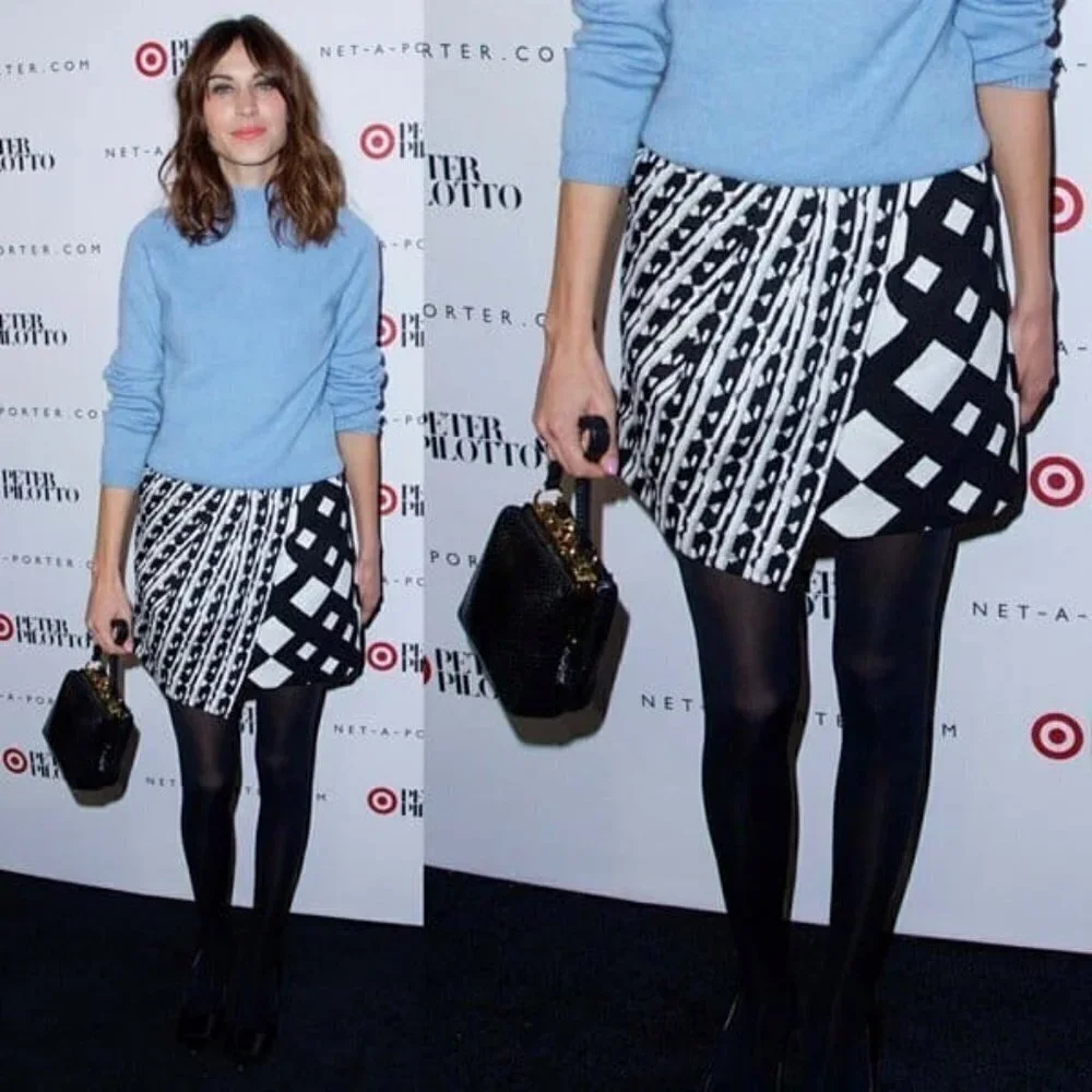 Peter Pilotto x Target Mini Skirt Size 4 Black White Pencil Wrap Skirt